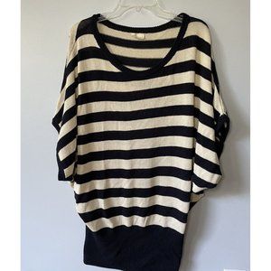 Anthropologie Moth Womens Navy Cream Striped Dolman Sleeve Tunic Sweater S